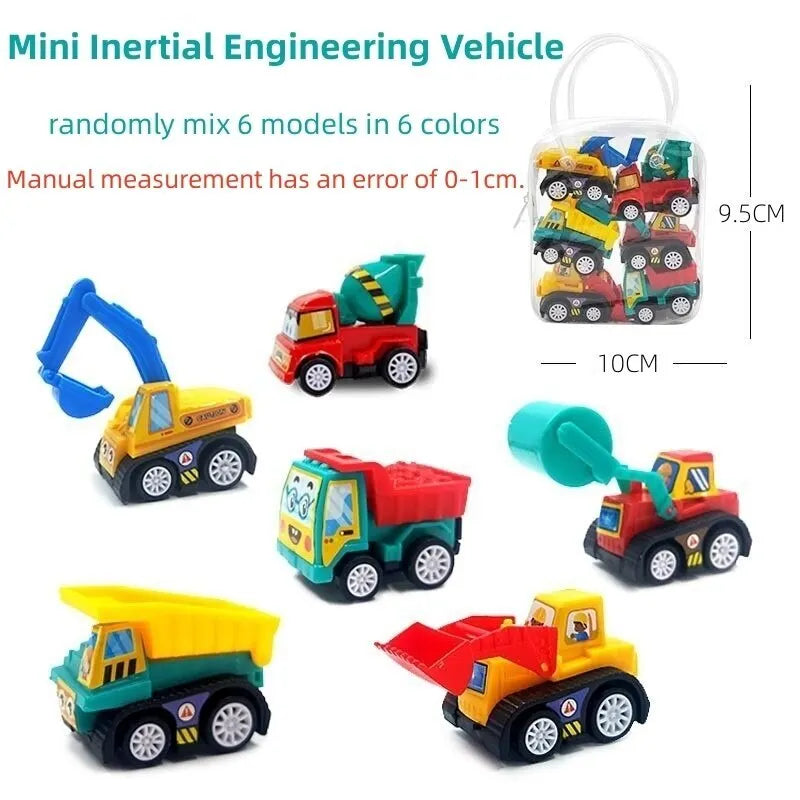 Mini Carrinhos para Crianças - Kit 6 Veículos de Construção Inerciais