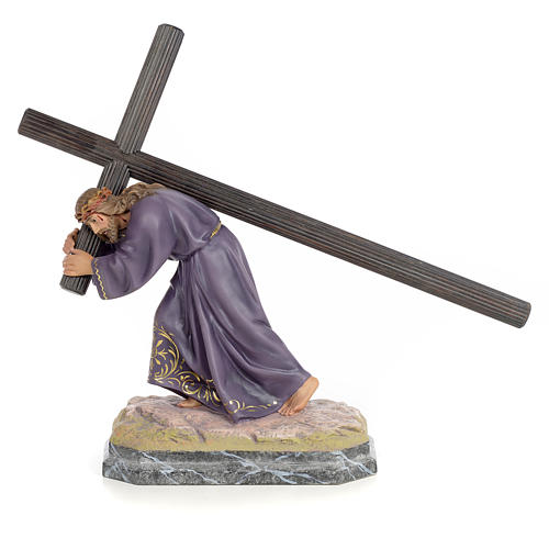 Jesus carregando a cruz pasta de madeira acab. elegante
