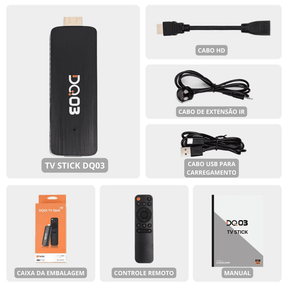 Aparelho Smart Tv Stick DQ03 com Android TV 10 - Com Controle de Voz - Ly Store
