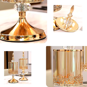 Frasco de Cristal Luxuoso com Tampa Dourada