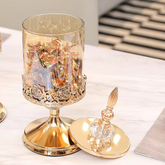 Frasco de Cristal Luxuoso com Tampa Dourada