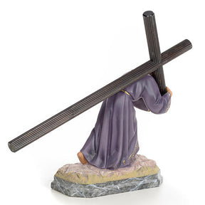 Jesus carregando a cruz pasta de madeira acab. elegante