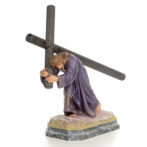 Jesus carregando a cruz pasta de madeira acab. elegante